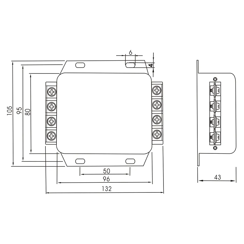 DAC41 3 PHASE EMI FILTER Screw Terminal Overall Dimension
